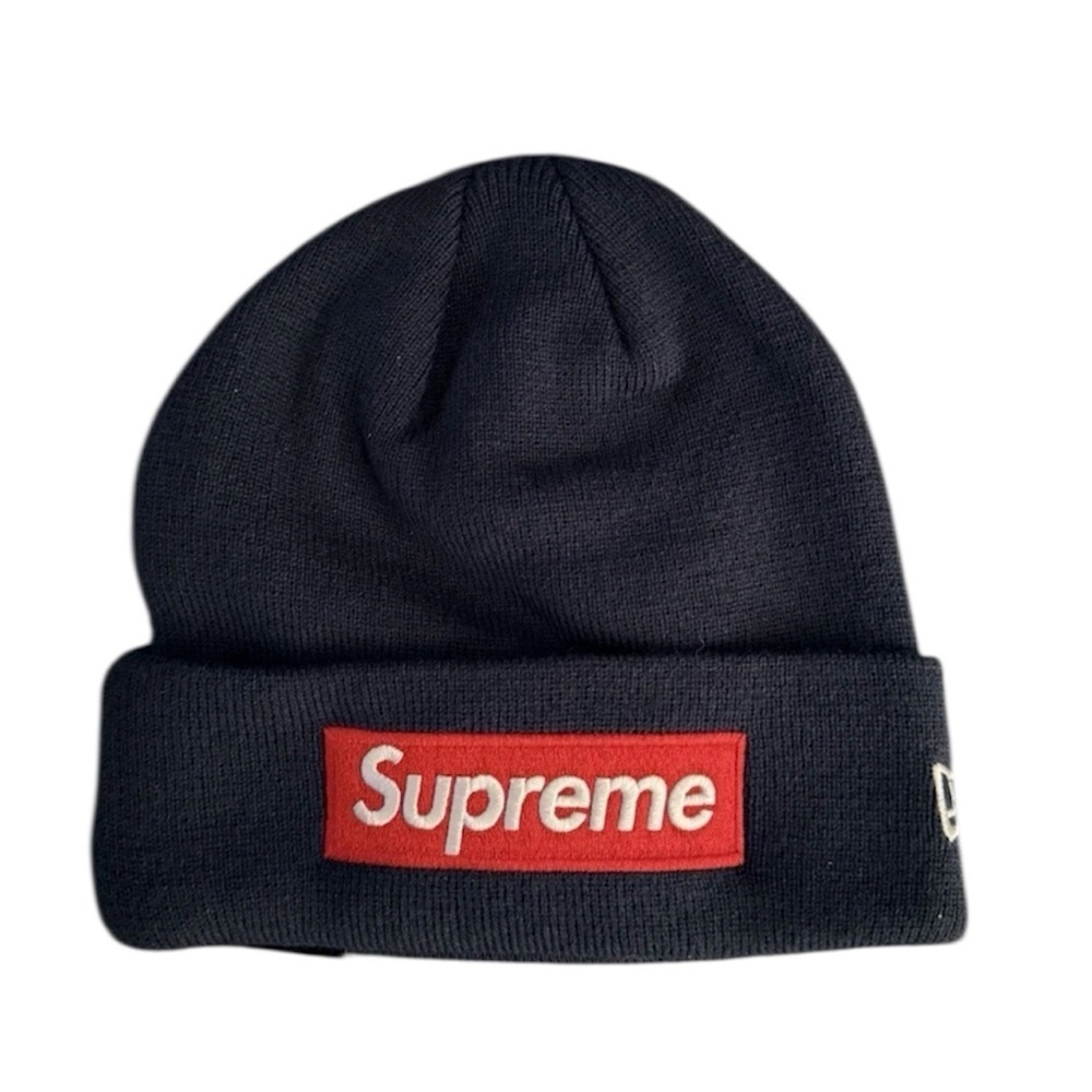 Supreme Navy Beanie New Era Box Red Logo New
